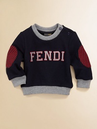 A bold embellished logo and preppy elbow patches take this easy knit pullover to a whole new level of cool.Ribbed crewneckSnap closure at one shoulderLong sleeves with ribbed cuffsRibbed hem94% cotton/6% elastaneMachine washMade in Italy of imported fabric A bold embellished logo and preppy elbow patches take this easy knit pullover to a whole new level of cool.Ribbed crewneckSnap closure at one shoulderLong sleeves with ribbed cuffsRibbed hem94% cotton/6% elastaneMachine washMade in Italy of imported fabric