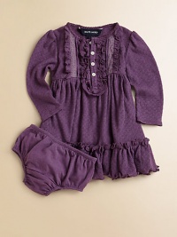 This adorable pointelle-knit Henley dress features ruffle and lace trim along the front for a girly look.Ribbed crewneck with scalloped embroideryLong sleevesButton-frontEmpire waistRuffled hemCottonMachine washImported Please note: Number of buttons may vary depending on size ordered. This adorable pointelle-knit Henley dress features ruffle and lace trim along the front for a girly look.Ribbed crewneck with scalloped embroideryLong sleevesButton-frontEmpire waistRuffled hemCottonMachine washImported Please note: Number of buttons may vary depending on size ordered.