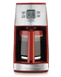 Hamilton Beach Ensemble 12-Cup Coffeemaker with Glass Carafe, Red Hamilton Beach Ensemble 12-Cup Coffeemaker with Glass Carafe, Red