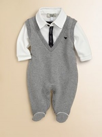 A handsome, layered look one-piece designed in a plush cotton blend with faux polo detailing.Polo collarLong sleevesFront button placketBottom snaps92% cotton/8% elastaneDry cleanImported Please note: Number of buttons/snaps may vary depending on size ordered. A handsome, layered look one-piece designed in a plush cotton blend with faux polo detailing.Polo collarLong sleevesFront button placketBottom snaps92% cotton/8% elastaneDry cleanImported Please note: Number of buttons/snaps may vary depending on size ordered.