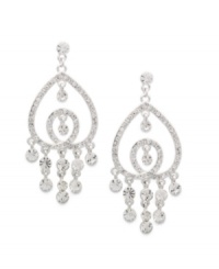 With their eye-catching, elegant effect, Charter Club's chandelier post earrings serve as the perfect finishing touch for any special occasion outfit. Crafted in silver tone mixed metal with glittering glass accents. Approximate drop: 2-1/2 inches.