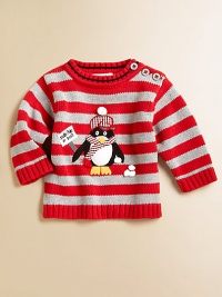 A striped knit is crafted in plush cotton and adorned with an adorable penguin.CrewneckLong sleevesShoulder buttonsCottonMachine washImported Please note: Number of buttons may vary depending on size ordered. A striped knit is crafted in plush cotton and adorned with an adorable penguin.CrewneckLong sleevesShoulder buttonsCottonMachine washImported Please note: Number of buttons may vary depending on size ordered.