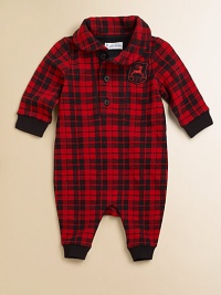 An essential coverall is rendered in soft flat-knit cotton and finished with a preppy shawl collar and a classic plaid print for heritage flair.Shawl collarLong sleevesButton-frontBottom snapsCottonMachine washImported Please note: number of buttons may vary depending on size ordered. An essential coverall is rendered in soft flat-knit cotton and finished with a preppy shawl collar and a classic plaid print for heritage flair.Shawl collarLong sleevesButton-frontBottom snapsCottonMachine washImported Please note: number of buttons may vary depending on size ordered.