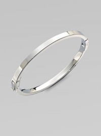 A sleek steel design with squared-off angles makes this piece perfectly versatile. SteelDiameter, about 2¼Hinged push clasp closureImported A sleek steel design with squared-off angles makes this piece perfectly versatile. SteelDiameter, about 2¼Hinged push clasp closureImported