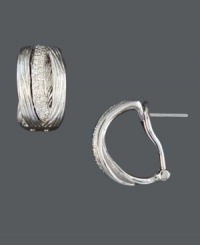 Amp up an average pair of hoops. Balissima by Effy Collection's unique three-row design features two textured, and one decorated with sparkling round-cut diamonds (1/3 ct. t.w.). Crafted in sterling silver. Approximate diameter: 3/4 inch. Amp up an average pair of hoops. Balissima by Effy Collection's unique three-row design features two textured, and one decorated with sparkling round-cut diamonds (1/3 ct. t.w.). Crafted in sterling silver. Approximate diameter: 3/4 inch.