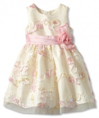 Jayne Copeland Girls 2-6X Floral Sequin Soutache Dress, Ivory, 6 Jayne Copeland Girls 2-6X Floral Sequin Soutache Dress, Ivory, 6