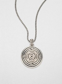 From the Labyrinth Collection. An intriguing looped disc design in sleek sterling silver accented with sparkling diamonds on an iconic cable bale. Diamonds, 1.17 tcwSterling silverSize, about 1.6Fixed baleImported Please note: Chain sold separately. From the Labyrinth Collection. An intriguing looped disc design in sleek sterling silver accented with sparkling diamonds on an iconic cable bale. Diamonds, 1.17 tcwSterling silverSize, about 1.6Fixed baleImported Please note: Chain sold separately.