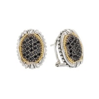 925 Silver & Black Sapphire Oval Earrings with 18k Gold Accents (1.15ctw) 925 Silver & Black Sapphire Oval Earrings with 18k Gold Accents (1.15ctw)