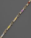 Colorful stones are surrounded by beautifully-designed 18k gold over sterling silver. Approximate bracelet length: 7-1/2 inches.