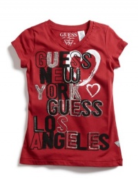 GUESS Kids Girls New York & Los Angeles V-Neck Tee &a, RED (16) GUESS Kids Girls New York & Los Angeles V-Neck Tee &a, RED (16)