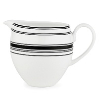 Black bands of varying widths sweeten the proverbial pot in kate spade new york's St. Kitts creamer. Black bands of varying widths sweeten the proverbial pot in kate spade new york's St. Kitts creamer.
