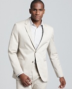 Sophistication is easily achieved in a neutral cotton sport coat by Theory.