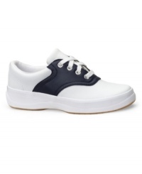 Practical for jeans, uniforms and casual dresses, these saddle shoes from Keds will take her from school days to afternoon play. Practical for jeans, uniforms and casual dresses, these saddle shoes from Keds will take her from school days to afternoon play.