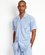 Distinguish your sleep style. This plaid camp shirt from Nautica makes it happen.