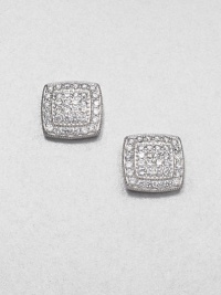 A chic style with pavé stones set in sleek sterling silver with a modern square shape. Cubic zirconiaSterling silverSize, about .5Post backImported A chic style with pavé stones set in sleek sterling silver with a modern square shape. Cubic zirconiaSterling silverSize, about .5Post backImported