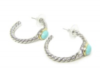 Designer Inspired Cable Hoop Stone Earrings