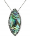 Inspire your look with ocean color. Genevieve & Grace's pretty pendant features marquise-cut abalone glass and glittering marcasite. Set in sterling silver. Approximate length: 18 inches. Approximate drop: 1-5/16 inches.