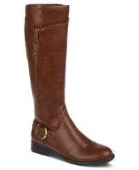 Zipper and buckle accents on the shaft of Life Stride's X-treme boots gives this stylish pair an interesting sense of texture and shine. Zipper and buckle accents on the shaft of Life Stride's X-treme boots gives this stylish pair an interesting sense of texture and shine.