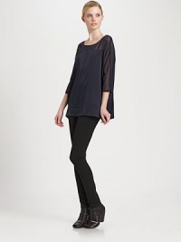 Body-hugging stretch knit for a slim silhouette.Elastic waistband Back seam Inseam, about 32 65% viscose/30% nylon/5% spandex Professional dry clean only Imported Body-hugging stretch knit for a slim silhouette.Elastic waistband Back seam Inseam, about 32 65% viscose/30% nylon/5% spandex Professional dry clean only Imported