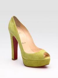 Gently sloped sides and a peep toe make this rich suede heel a flattering design.Self-covered heel, 5½ (140mm) Covered platform, 1¼ (30mm) Compares to a 4¼ heel (110mm) Leather lining Padded insole Signature red leather sole Made in Italy Gently sloped sides and a peep toe make this rich suede heel a flattering design.Self-covered heel, 5½ (140mm) Covered platform, 1¼ (30mm) Compares to a 4¼ heel (110mm) Leather lining Padded insole Signature red leather sole Made in Italy