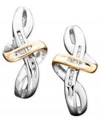 Scintillating twists of 14k gold and sterling silver are highlighted with diamond accents on these stylish earrings. Approximate drop: 3/4 inch. Scintillating twists of 14k gold and sterling silver are highlighted with diamond accents on these stylish earrings. Approximate drop: 3/4 inch.