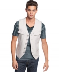 With plenty of carefree cool, this vest from Kenneth Cole Reaction is a perfect lightweight layer to modernize your style. With plenty of carefree cool, this vest from Kenneth Cole Reaction is a perfect lightweight layer to modernize your style.