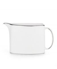 Express the best of taste at the table. Lustrous banded details add a crisp, clean finish to the white china creamer. Express the best of taste at the table. Lustrous banded details add a crisp, clean finish to the white china creamer.