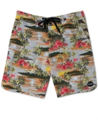 Go from pool to pavement and back again in this tropical style walk/board shorts by Hurley.