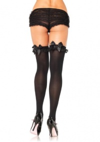 Leg Avenue Women's Opaque Thigh-High Stocking With Chiffon Ruffle And Satin Bow Leg Avenue Women's Opaque Thigh-High Stocking With Chiffon Ruffle And Satin Bow