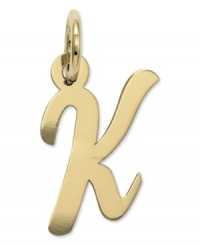 The perfect gift for Kristina. This polished K initial charm features a pretty, small script design in 14k gold. Chain not included. Approximate length: 7/10 inch. Approximate width: 3/10 inch. The perfect gift for Kristina. This polished K initial charm features a pretty, small script design in 14k gold. Chain not included. Approximate length: 7/10 inch. Approximate width: 3/10 inch.