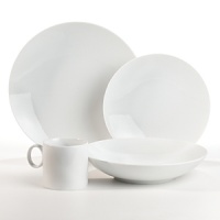 16 piece set includes 4 each: dinner plate, salad plate, soup bowl, and mug. 16 piece set includes 4 each: dinner plate, salad plate, soup bowl, and mug.
