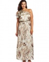 Jessica Howard Women's Plus-Size One Shoulder Maxi Dress, Snake, 22W