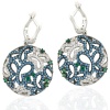 Ryssa925 Micropave Series - Silver & Multicolor Sworovski Cubic Zirconia Butterfly Circle Earrings