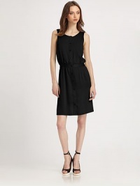 Versatile button-front silk dress is perfect for busy days or evening allure.ScoopneckSleevelessButton frontBanded waistAbout 20 from natural waistFully linedSilkDry cleanMade in USA of Italian fabricModel shown is 5'10 (177cm) wearing US size 2. Versatile button-front silk dress is perfect for busy days or evening allure.ScoopneckSleevelessButton frontBanded waistAbout 20 from natural waistFully linedSilkDry cleanMade in USA of Italian fabricModel shown is 5'10 (177cm) wearing US size 2.