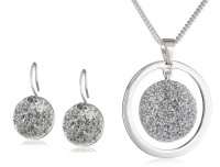 Kenneth Cole New York Holiday Boxed Silver Glitter Disc Pendant Necklace and Drop Earrings Set Kenneth Cole New York Holiday Boxed Silver Glitter Disc Pendant Necklace and Drop Earrings Set