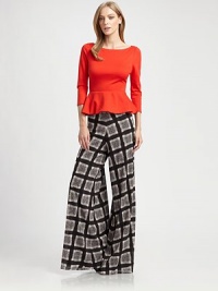 EXCLUSIVELY AT SAKS. Light crepe in a top-fit design finished with a flirty peplum hem.BoatneckThree-quarter sleevesBack stretch panelCenter back zipperAbout 20 from shoulder to hem59% silk/37% rayon/4% spandexDry cleanImportedModel shown is 5'9 (175cm) wearing US size Small. EXCLUSIVELY AT SAKS. Light crepe in a top-fit design finished with a flirty peplum hem.BoatneckThree-quarter sleevesBack stretch panelCenter back zipperAbout 20 from shoulder to hem59% silk/37% rayon/4% spandexDry cleanImportedModel shown is 5'9 (175cm) wearing US size Small.