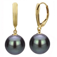 14k Yellow Gold 9-10mm Perfect Round Black Cultured Freshwater Pearl High Luster, Leverback Earring. Include Gift Box with Ribbon. Perfect for All Occasions. 14k Yellow Gold 9-10mm Perfect Round Black Cultured Freshwater Pearl High Luster, Leverback Earring. Include Gift Box with Ribbon. Perfect for All Occasions.