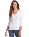 Three Dots Women's Deep V-Neck Tee