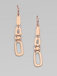 Smooth, organic shapes in sterling silver and 18k gold, finished with the warmth of 18k rose goldplating in a long, linked design. 18k gold and sterling silver with 18k rose goldplatingDrop, about 2½Hook backImported Smooth, organic shapes in sterling silver and 18k gold, finished with the warmth of 18k rose goldplating in a long, linked design. 18k gold and sterling silver with 18k rose goldplatingDrop, about 2½Hook backImported