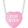 Sterling Silver Dark Pink Color Sweethearts Candy Heart Necklace - Forever