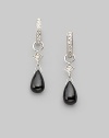 Smooth teardrops of black onyx are elegant and dramatic, set in 18k white gold with diamond accents. Black onyx Diamonds, 0.03 tcw 18k white gold Length, about ¾ Spring ring clasp Imported Please note: earrings sold separately.