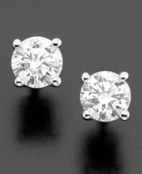 Add a sparkling punch to any look with two carats worth of shine! These glamorous stud earrings highlight certified, near colorless, round-cut diamonds (2 ct. t.w.). Crafted in polished 14k white gold. Approximate diameter: 6-1/2 mm. Add a sparkling punch to any look with two carats worth of shine! These glamorous stud earrings highlight certified, near colorless, round-cut diamonds (2 ct. t.w.). Crafted in polished 14k white gold. Approximate diameter: 6-1/2 mm.