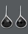 Sleek sophistication. These elegant drop earrings feature faceted onyx gemstones (15 mm) with facets that shimmer in the light. Set in sterling silver. Approximate drop: 1-1/4 inches.