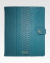 Designed to fold horizontally or vertically to hold your device at the ideal angle for viewing video or typing. This case holds your iPad securely with four leather wrapped corner straps and a snap closure.Accommodates all iPad models8 X 10Embossed pythonMade in USAPlease note: iPad not includedFOR PERSONALIZATIONSelect a color and quantity, then scroll down and click on PERSONALIZE & ADD TO BAG to choose and preview your monogramming options. 