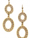 Catherine Popesco 14K Gold Plated Double Tier Circle Clear Swarovski Crystal Dangle Earrings