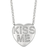 Genuine Ibiza Sterling Silver 16 Sweethearts .02 Ctw Diamond Necklace 17X17 mm Kiss Me With 2 Ext Box Grams 6.1.100% Satisfaction Guaranteed.