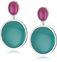 Nine West Silver-Tone Multi-Colored Disc Drop Earrings