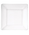 Clear the table. Layer patterns and colors with the sleek, minimalist look of square appetizer plates in solid glass.