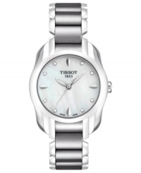 Sloping curves and diamond shimmer add feminine beauty to this T-Wave watch from Tissot.