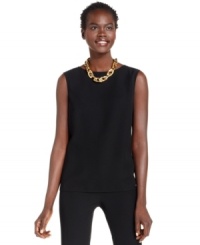 Nine West's chic top makes an ideal layering partner for your favorite suits -- it works with almost every silhouette. Nine West's chic top makes an ideal layering partner for your favorite suits -- it works with almost every silhouette.